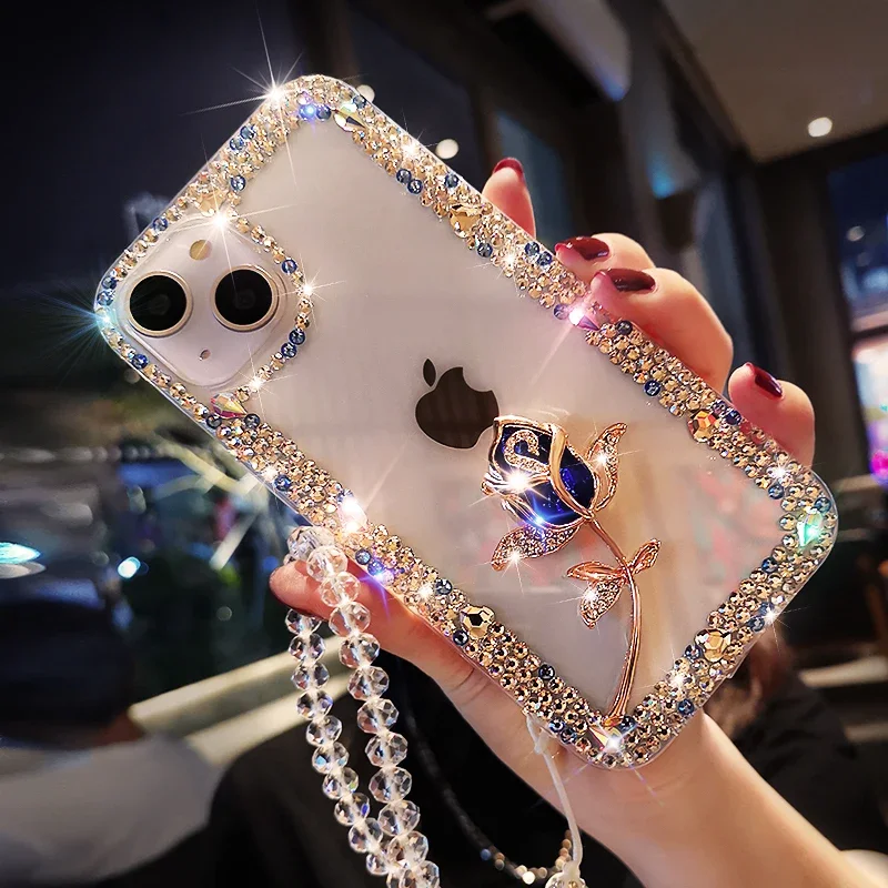 

For Iphone 14 Case New 15pro Women's Crystal Flower IPhone14promax Luxury 14plus Case with Diamond 14 Pro Max Anti-fall