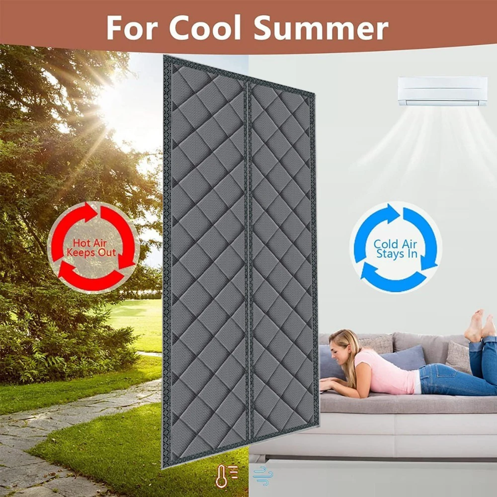 Heat Insulated Magnetic Door Curtain, Winter Windproof Punch-Free Cold Block Partition Curtain For Home Bedroom