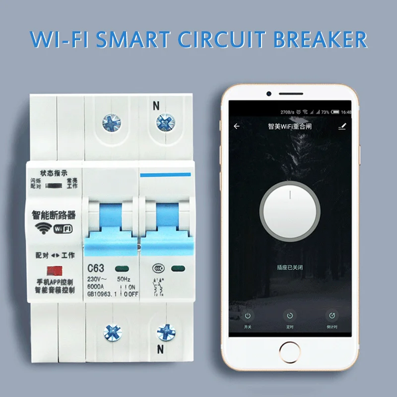 WiFi&Zigbee Home Timer Miniature Circuit Breaker Smart MCB Double Poles 1-4P Tuya Remote Control Switch Intelligent reclosing