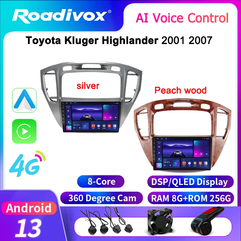 

Автомагнитола roadivox на Android для Toyota Kluger Highlander 2001, 2007, стерео, GPS-навигация, видео, мультимедийный плеер, магнитофон