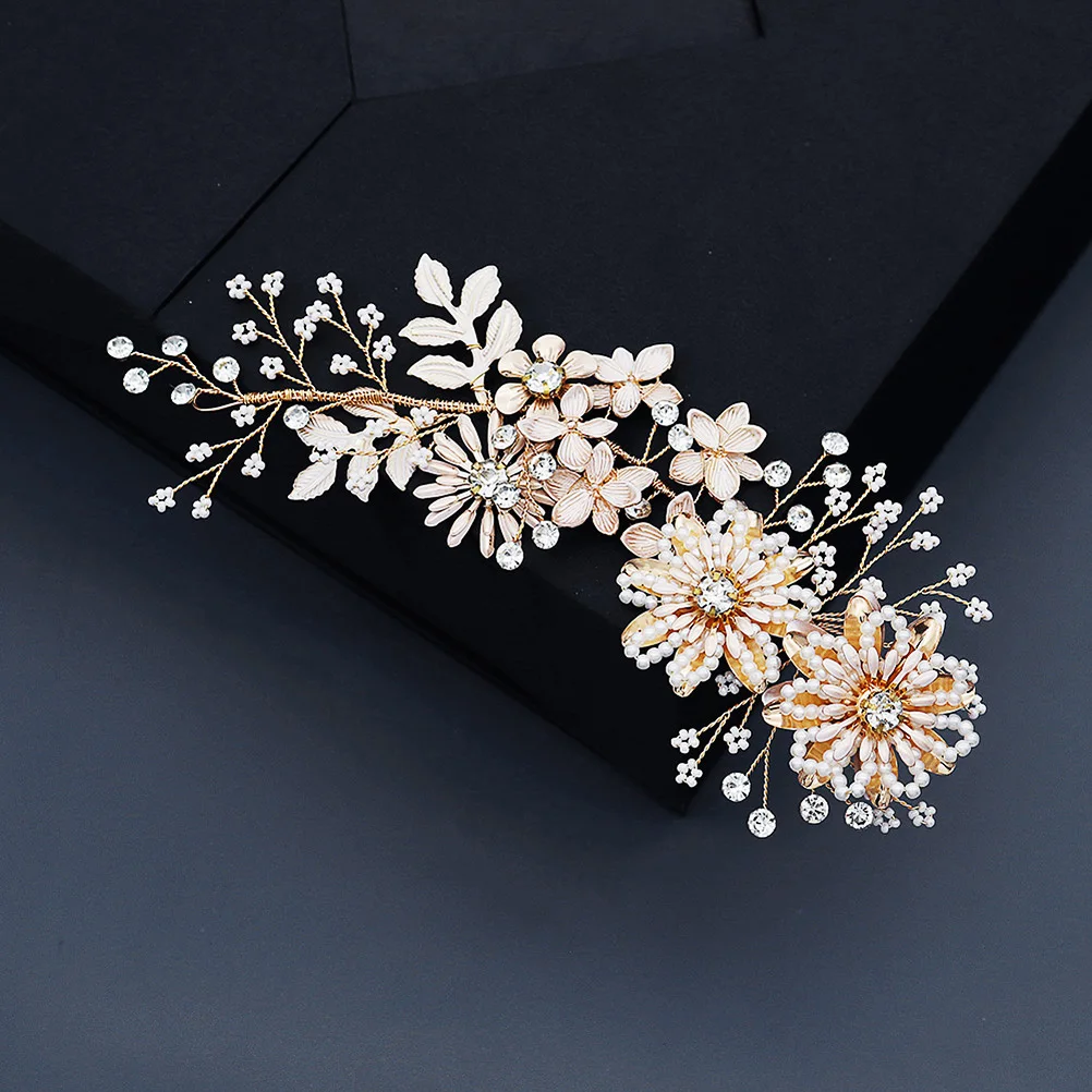 

1Pcs High-End Head-Wear Bridal Hairpin Golden Stylish Adornment Durable Use Alloy Hair Clip High-End Hair Decoration