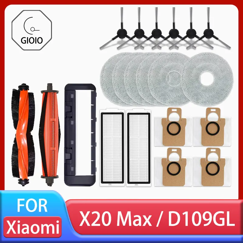 

For Xiaomi Robot Vacuum X20 Max / D109GL Parts Accessories Main Brush Side Brush Hepa Filter Mop Cloth Dust Bag Replacement