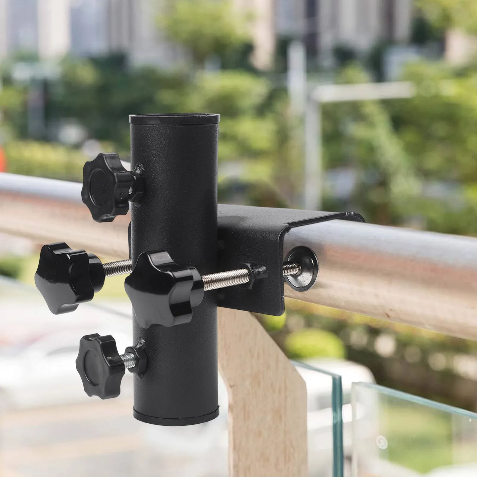 Balkon-Schirmhalter, Basisklemme, Gartenzaun, Sonnenschirm, Terrassendielen, Haltehalterung, verstellbarer Sonnenschirmständer, fester Clip