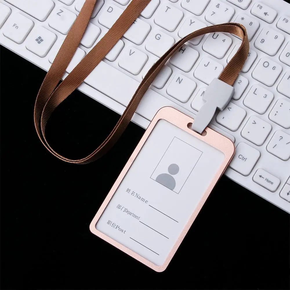 Credit Alloy Aluminium Identity Business Cover Certificate Security Pass Tag with Lanyard ID Card Holder Work Badge