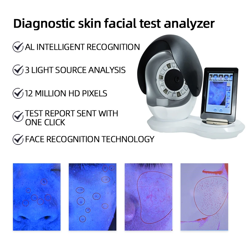 Newest Digital 3D Moisturizer Facial Skin Analyzer Machine Home Use With IT EU JP US Plugs