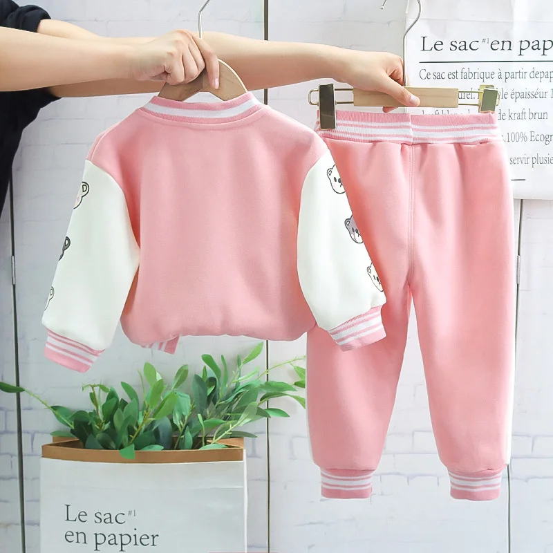 Baby Boys Girls Baseball Sets New Kids Trend Fashion Autumn Suit Children Casual Clothes Infant Letter Jacket+Pants 2Pcs Outfits