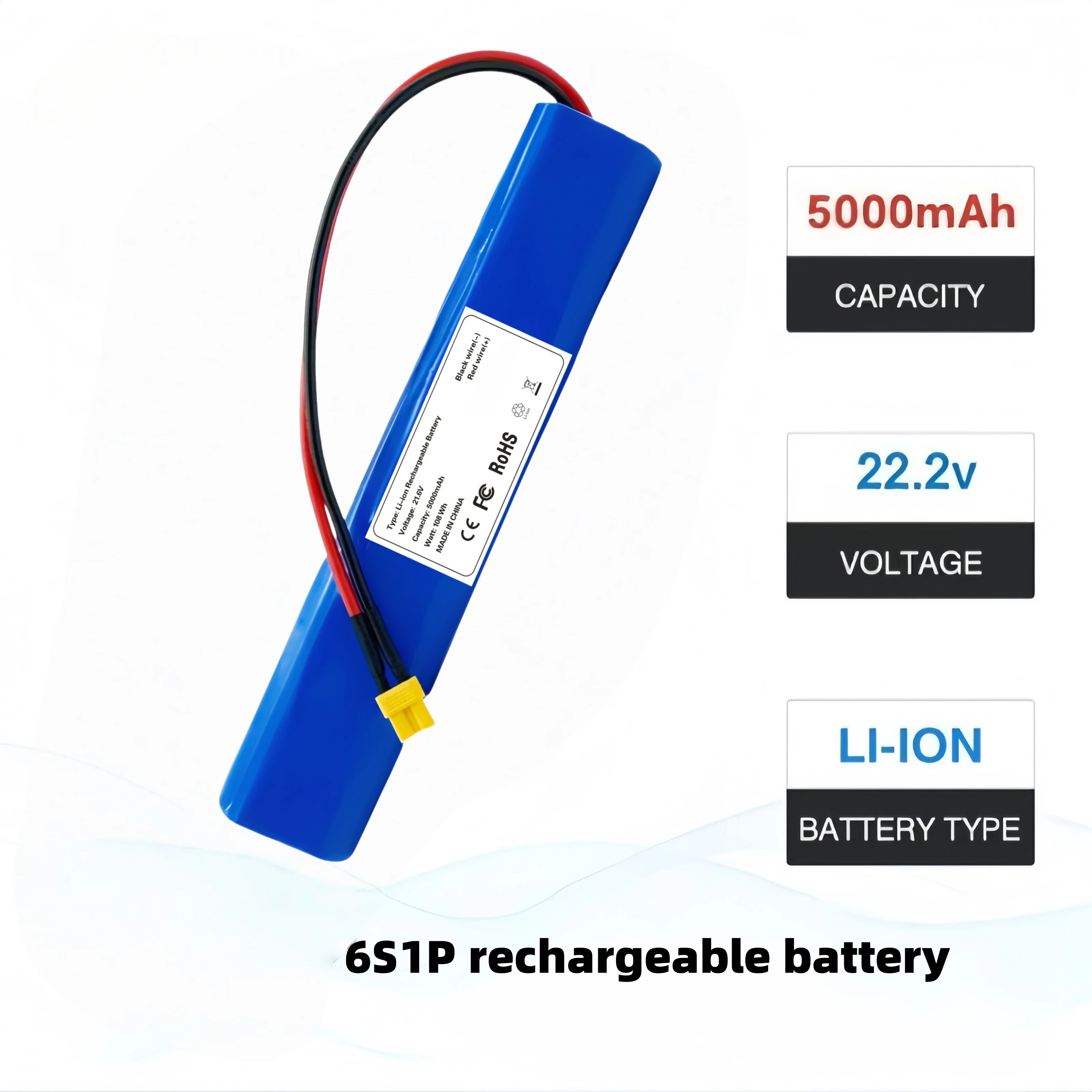 

High Power 21.6V 7000mAh 6S1P Lithium Battery Pack, Ultra Large Capacity Rechargeable for LED Light and Electronic Devices