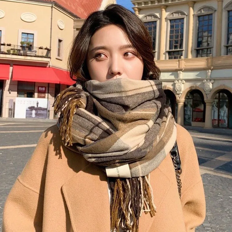 New Scarf Ladies Fall And Winter Thickens Warm Neck Scarves Fashion Scarves Cloth Fanta And Fringed Blankets Men's Winter Shawls