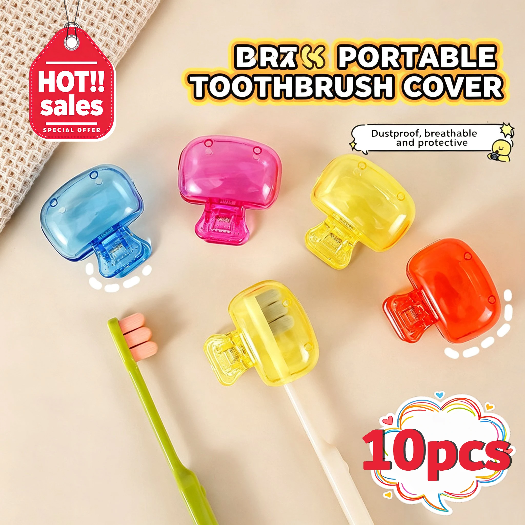 10Pcs Portable Toothbrush Head Protective Cover for Travel Camping Dustproof Universal Head Cover Toothbrush Head Protective Cap
