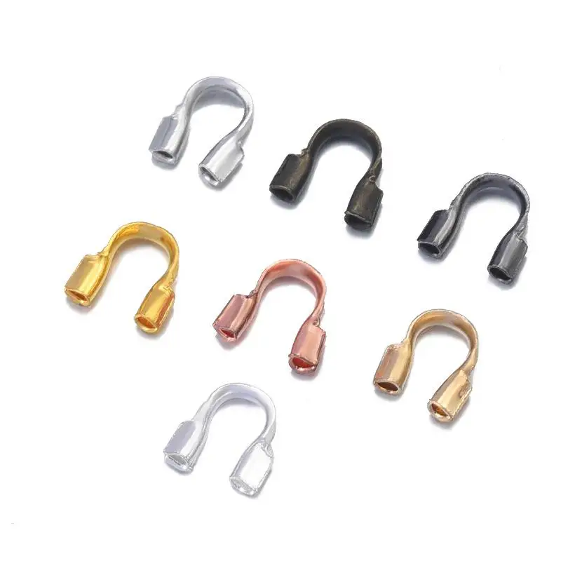 100Pcs U Shape Loop Terminal Copper Wire Guardian Thread Protector Cable Protector For Bracelets Necklaces Jewelry