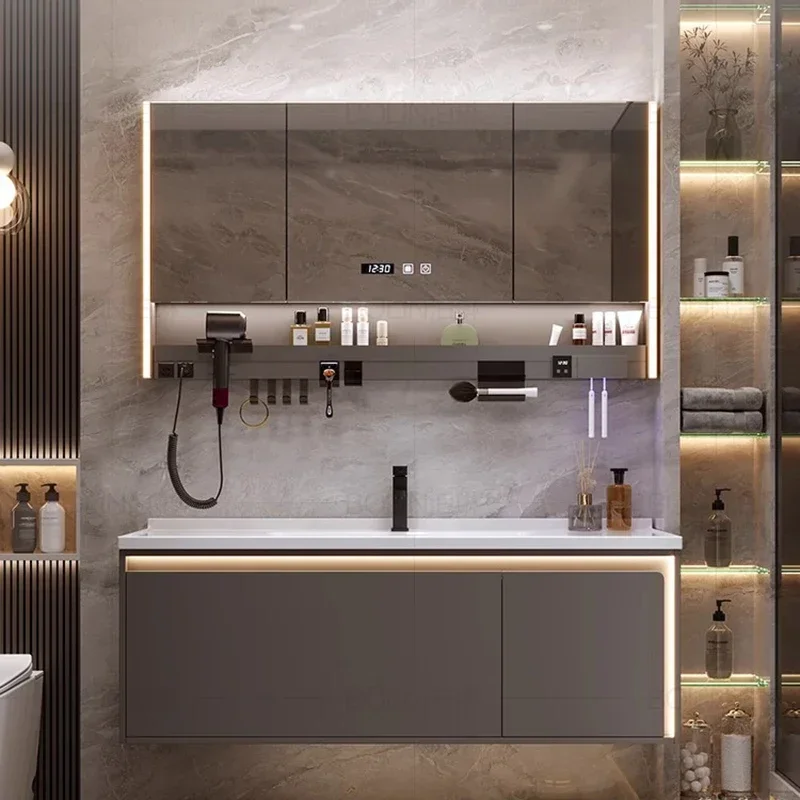 Modern Simple Bathroom Cabinets Vanity with Sink Smart Mirror Cabinets Fog Removal Wall-mounted Home Furniture Arredo Bagno FYBC