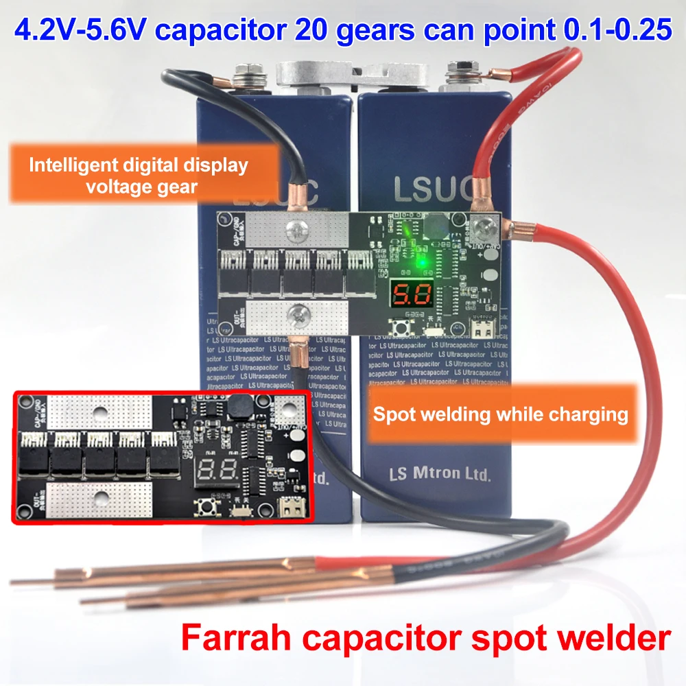 Farad Capacitor Spot Welding Machine Kit, K6, pequeno, portátil, DIY, placa de controle PCB, 18650 Bateria, 5V