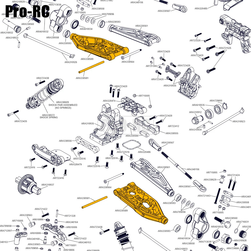 Aluminiowy przedni i tylny dolny wahacz ARA330589 ARA330590 zestaw do 1/5 Arrma Kraton Outcast 8S BLX RC Monster Truck