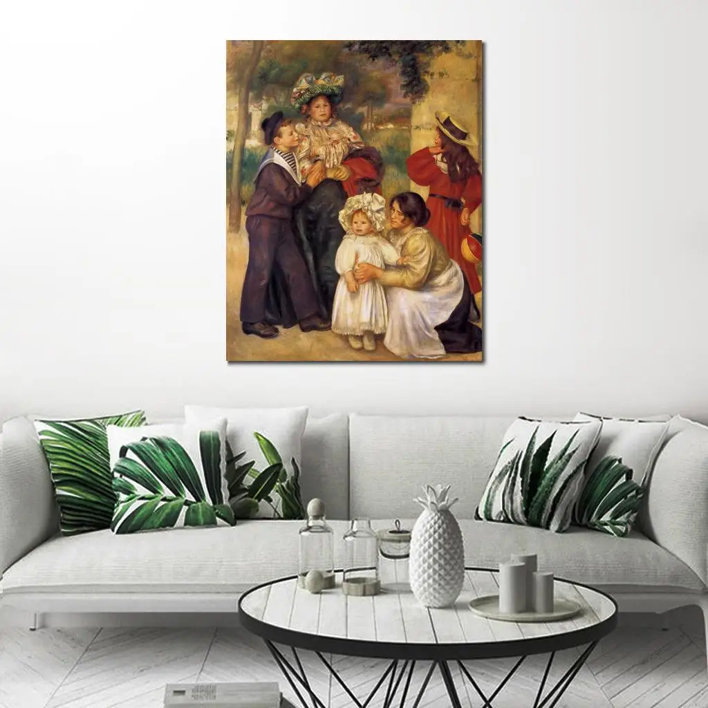 photo to canvas oil painting Pierre Auguste Renoir Handmade wall art The Artists Family High quality