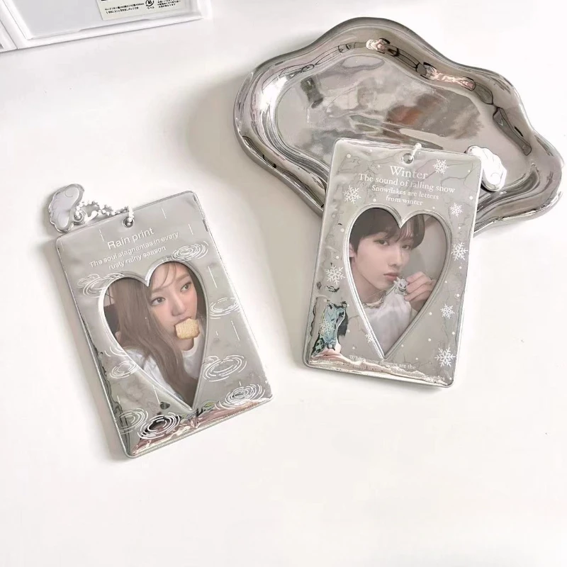 ندفة الثلج قطرة المطر حامل بطاقة الفضة عرض Kpop Photocard حامي الغطاء الجمالي لجمع K-pop Photocard #2