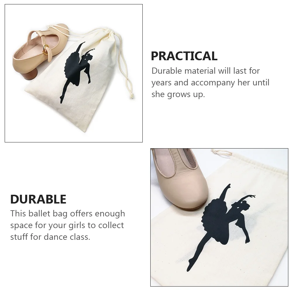 2 Pcs Ballet Shoes for Women Bag Bags Travel Canvas Storage Dance White