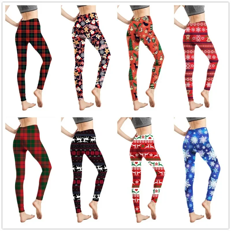 

Women Leggings Sexy Christmas Dress Up Push Up Hip Yoga Pants Exercise Running Leggings Xmas Trousers Party Long Pants