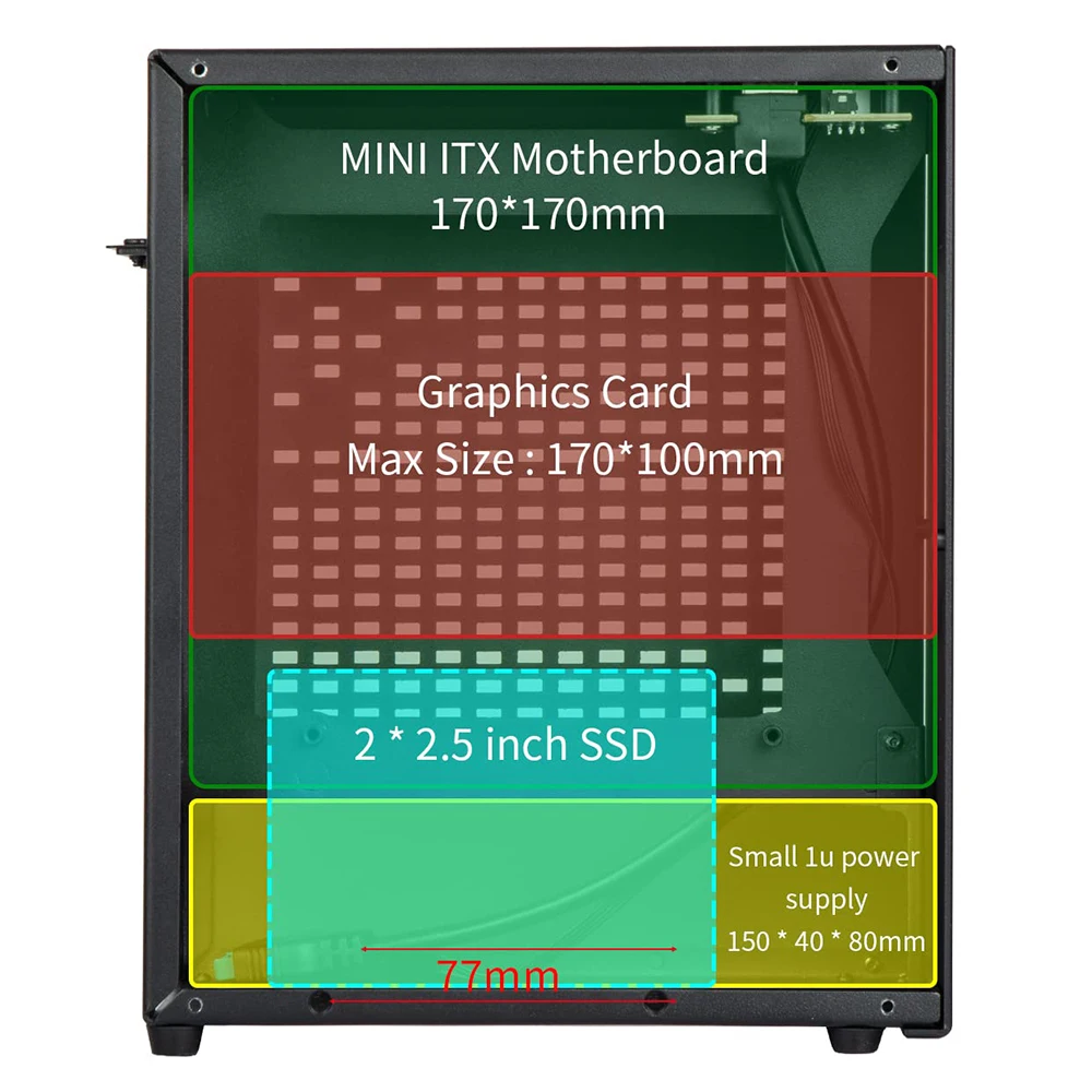 حافظة HTPC صغيرة مع كابل ipcie ، هيكل ITX صغير ، حقيبة كمبيوتر للألعاب ، بطاقة رسومات دعم ، RTX2070 ، I5 Mini