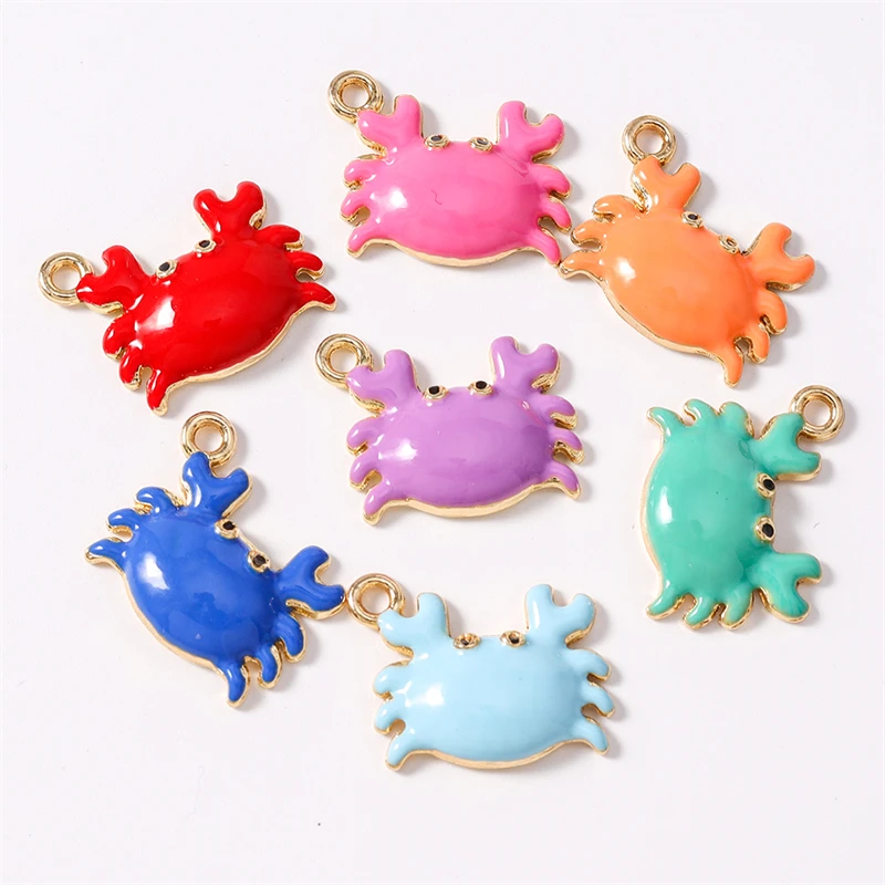 Duarte 20 Teile/los Nette Bunte Emaille Tier Krabben Charms Anhänger Fit Halsketten Ohrringe Armbänder DIY Handwerk Schmuck Machen – Detail 4
