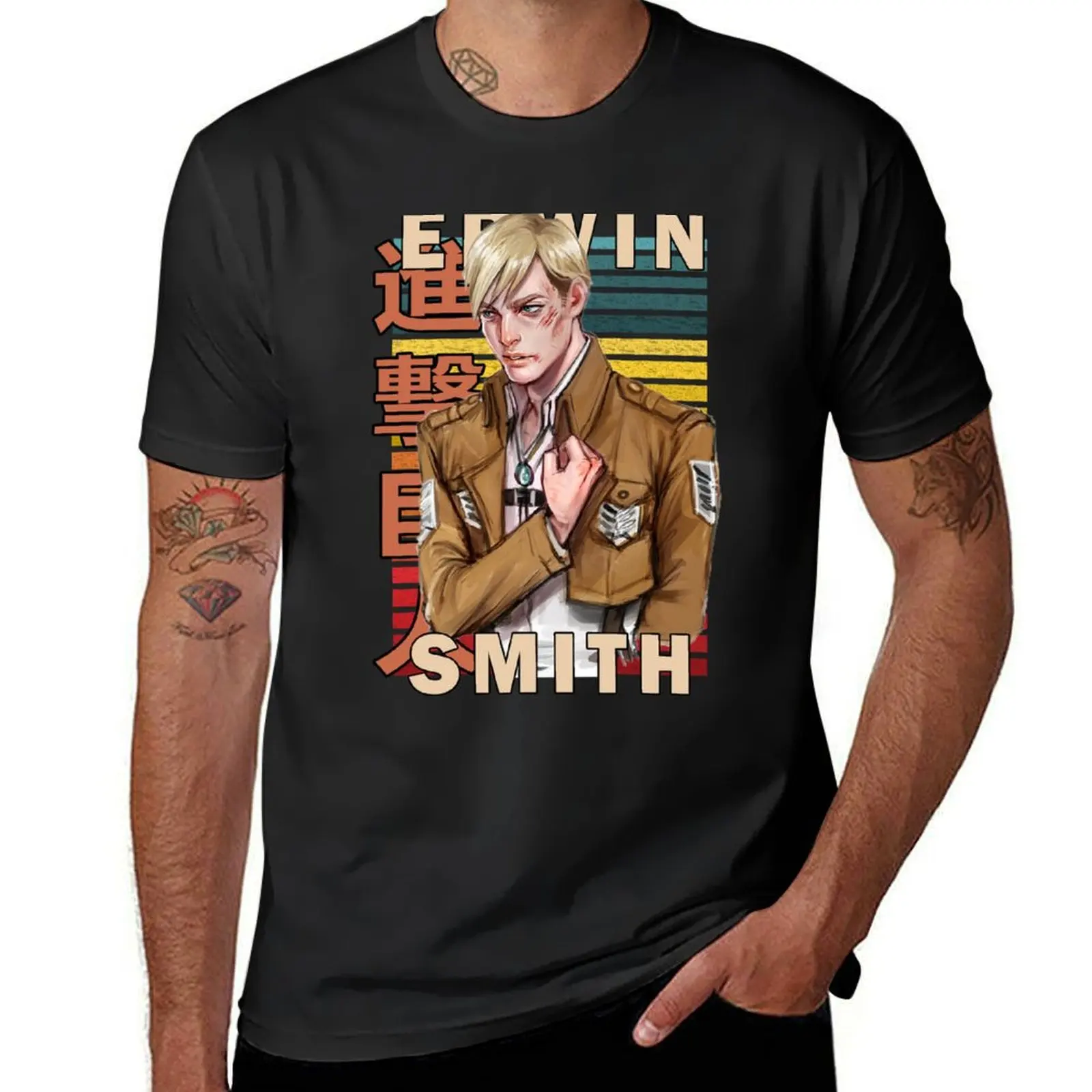 

Erwin Smith Retro Anime Design T-Shirt anime shirt oversize t-shirts man quick-drying croswit shirt man men clothing