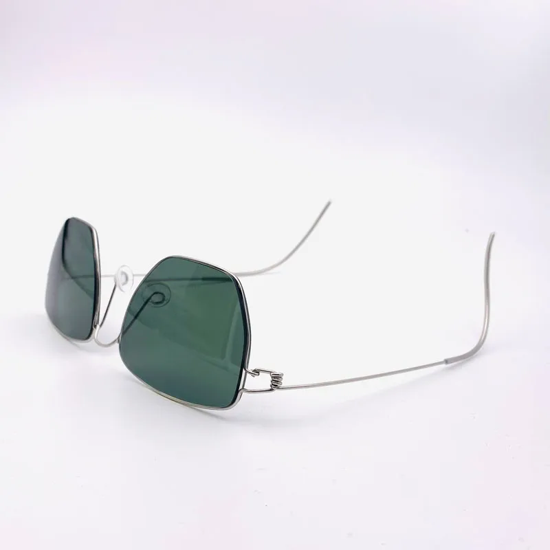 Hand made large square UV400  Sunglasses Prescription dark green myopia Sunglasses.Lens width 50mm, height 40mm