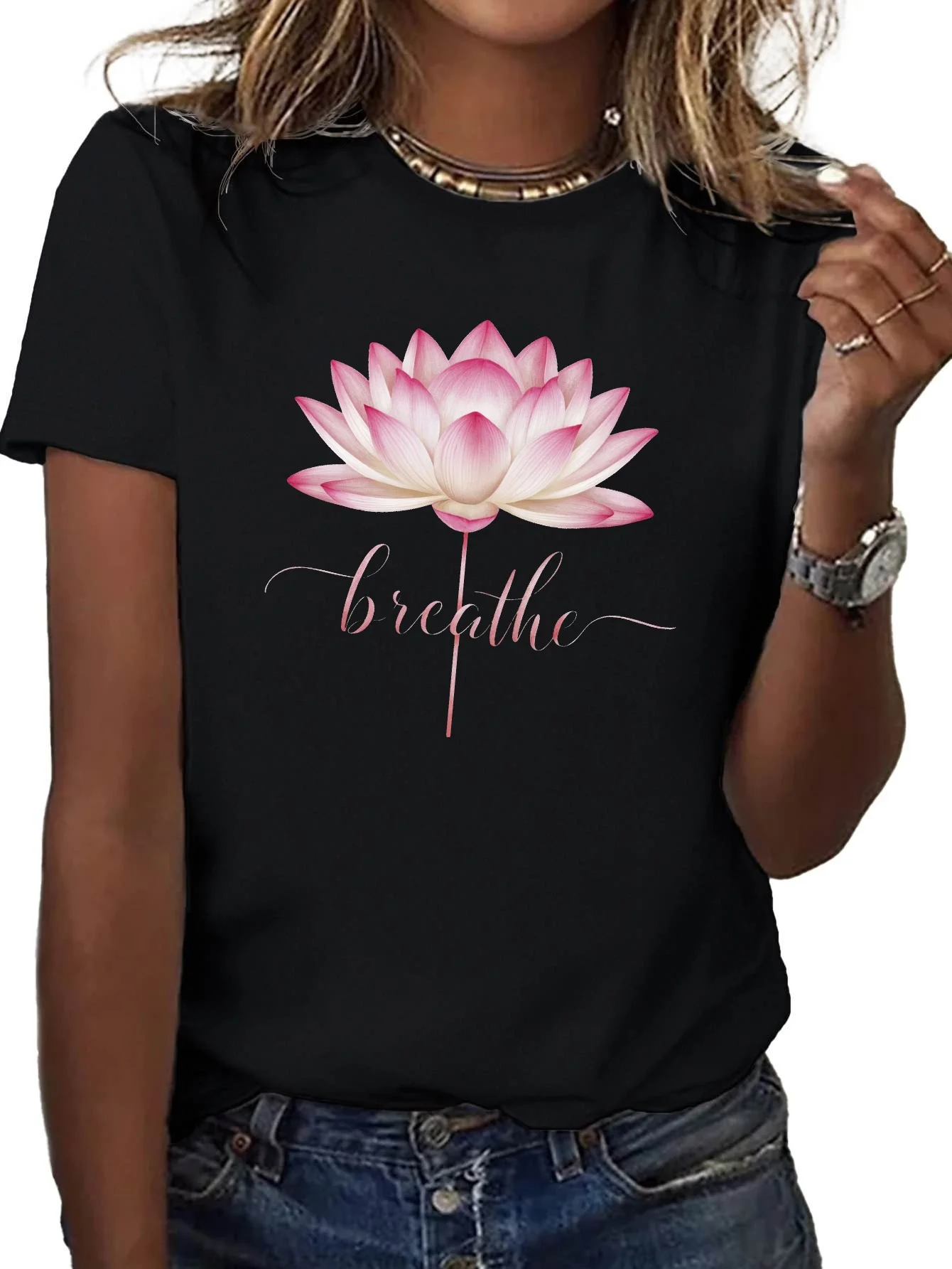 lotus Breathe pure cotton women's T-shirt Comfort Fit