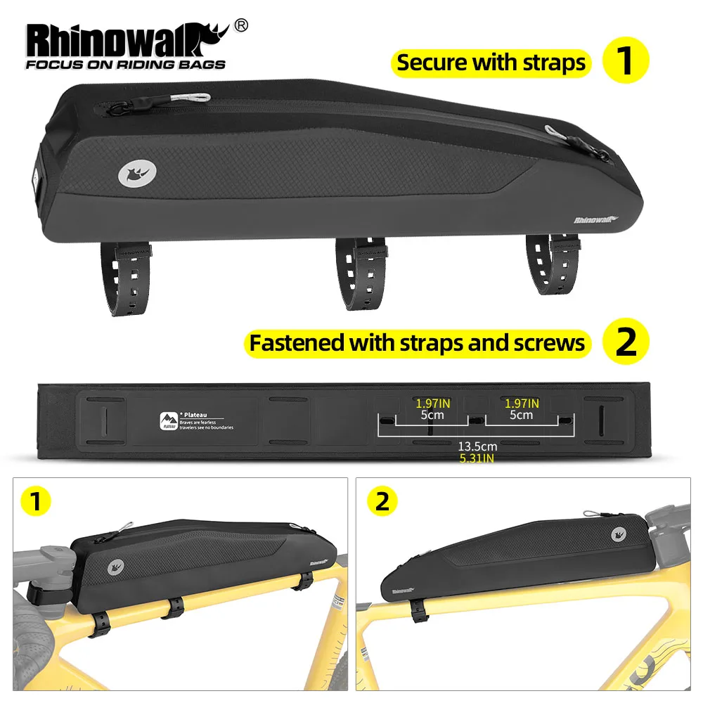 

Водонепроницаемая сумка Rhinowalk для верхней трубы велосипеда, для хранения на раме, для MTB, шоссейных и гравийных велосипедов, с креплением на винтах и ремнях, безопасная для краски