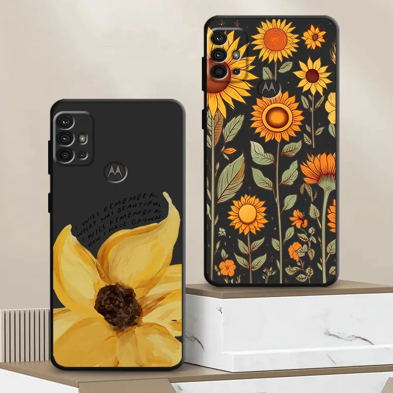 Sunflower Case for Motorola Moto G9 Plus Play Power G200 Edge 20 Pro Lite 30 40 Pro 30 Neo One Fusion Plus Soft