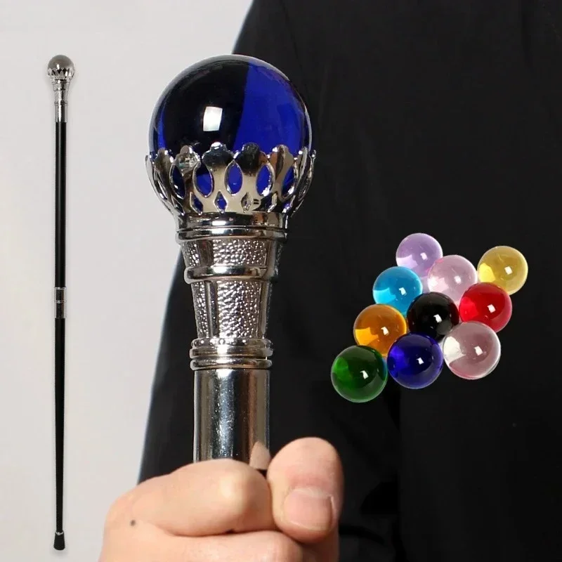 For 10 Colors 95cm Bright Silver Crown Crystal Ball Walking Stick Men Fashion Walking Cane Women Party Decorative Walking Stick