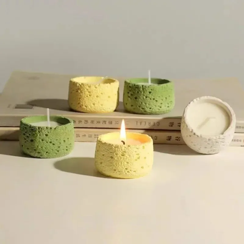 2026 latest models space texture cement candle cup silicone mold creative gypsum candle container plaster desktop decoration
