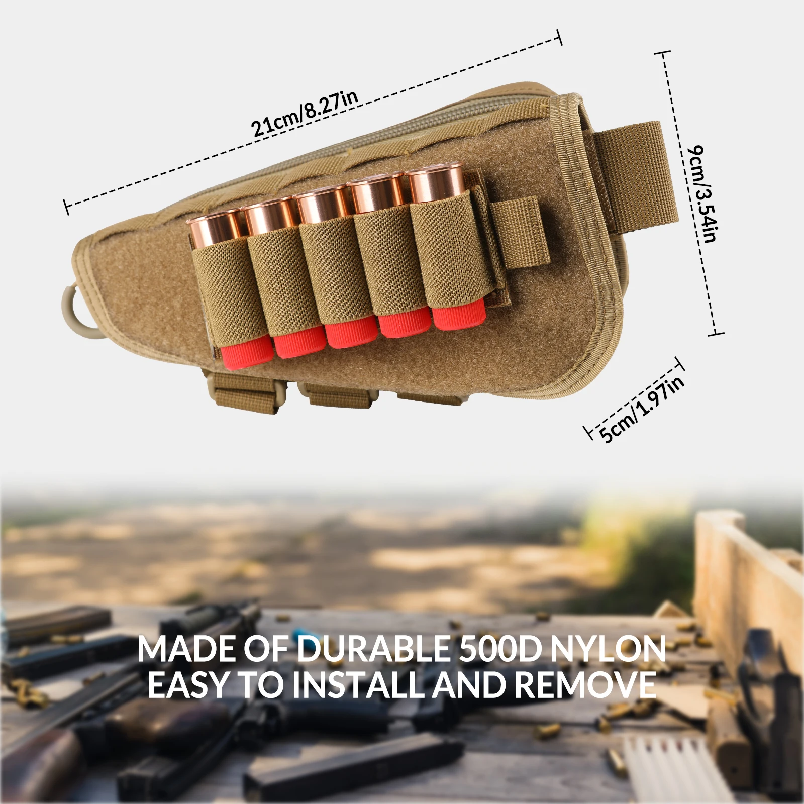 VOTAGOO Tactical Gunstock Pouch Buttstock Shotgun Rifle Shell Holder for Cheek Rest Ammo Holder Pouch view 2