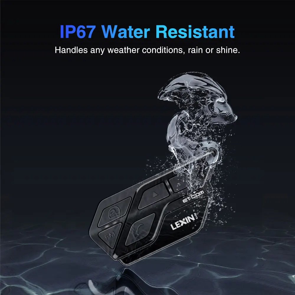 Lexin ET V5.0 Motorcycle Bluetooth Intercom Headset for 2 Riders