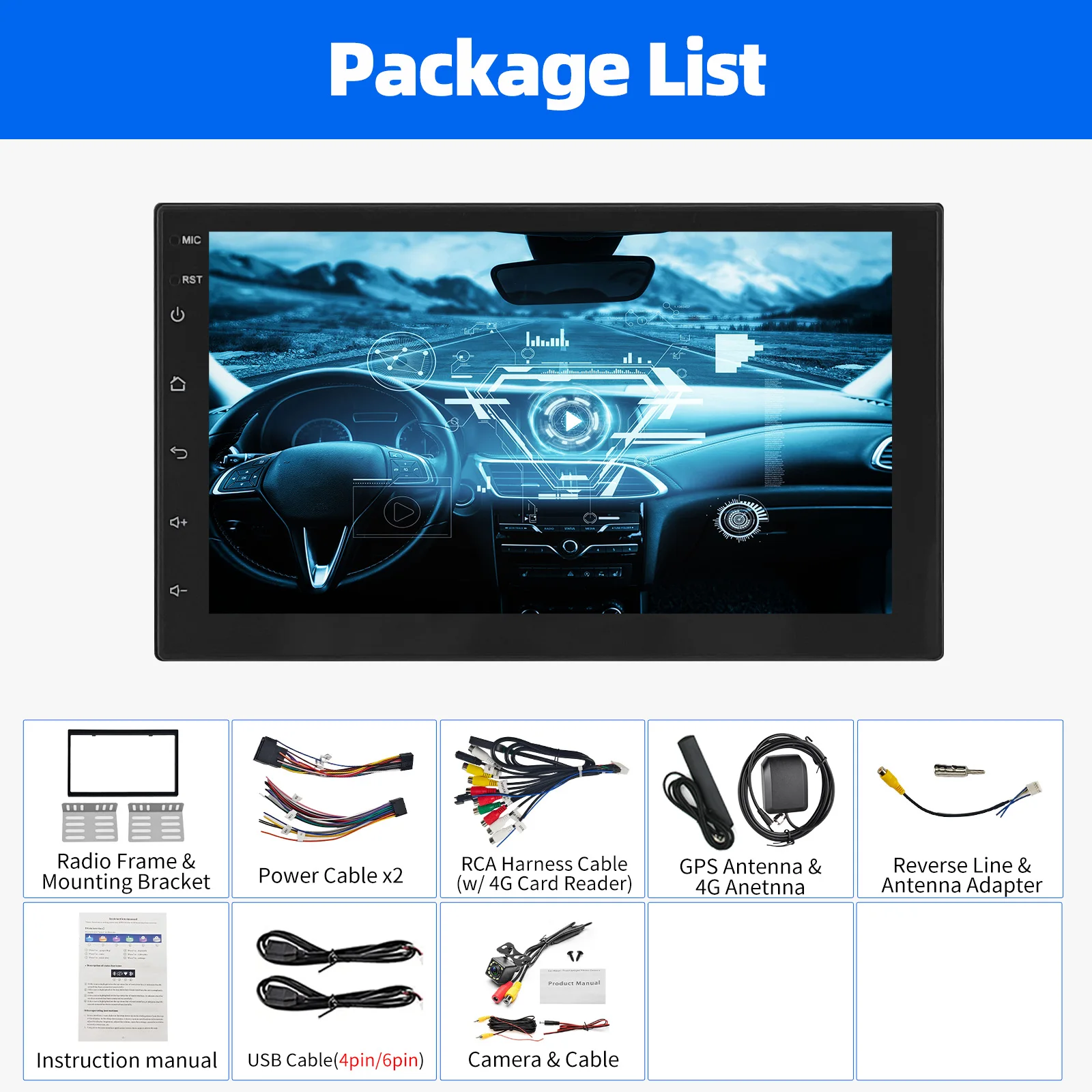 ESSGOO Android 15 Universele Autoradio 6+128G Draadloze Carplay Autoradio 2 Din Autostereo GPS BT Smart Centrale Multimedia