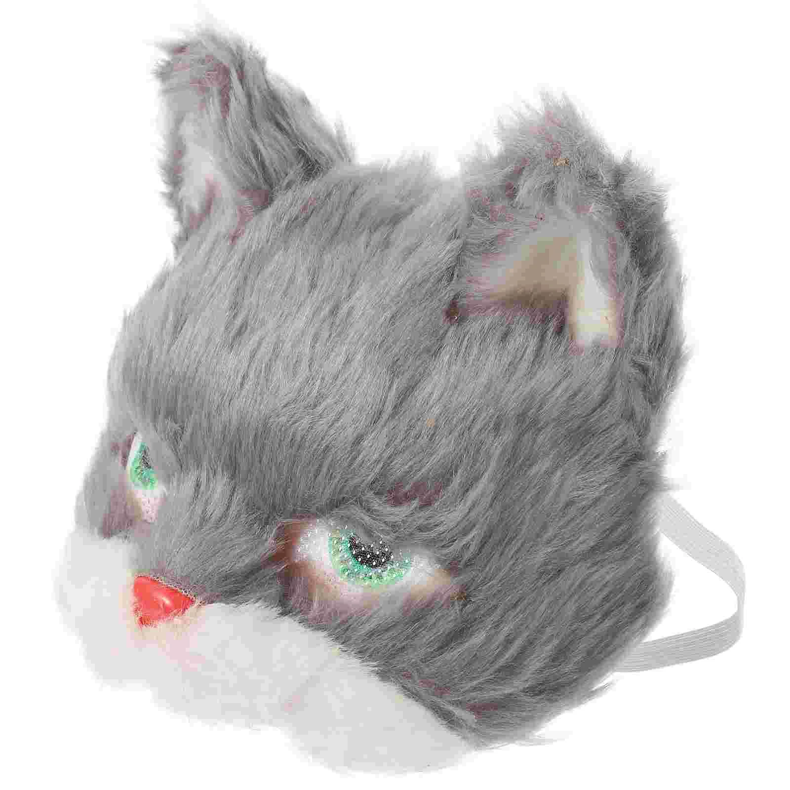 Masque de chat en peluche pour hommes, mini cosplay en PVC, accessoires de costume, masques de RhTim ade Ball Mardi Gras, décorations de tête Hpronostic Grey