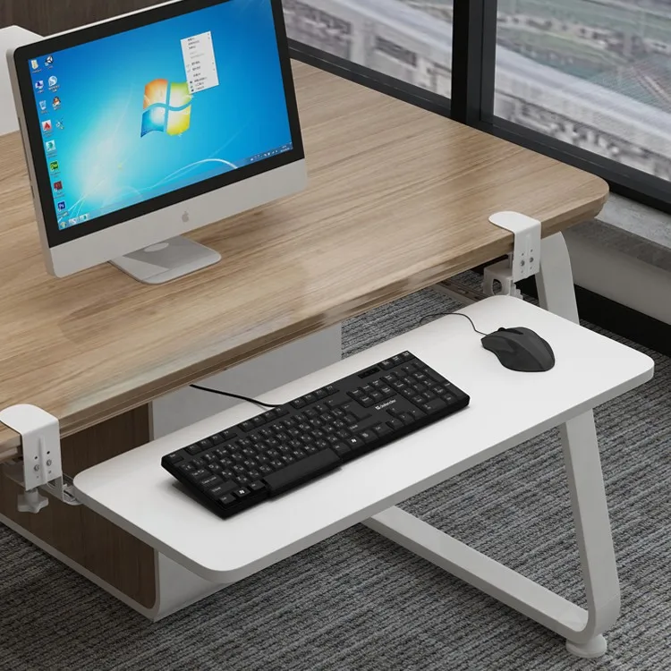 Under Desk Keyboard Tray Pull Out Holder Sliding Rails Computer Home Office Student Dormitory
