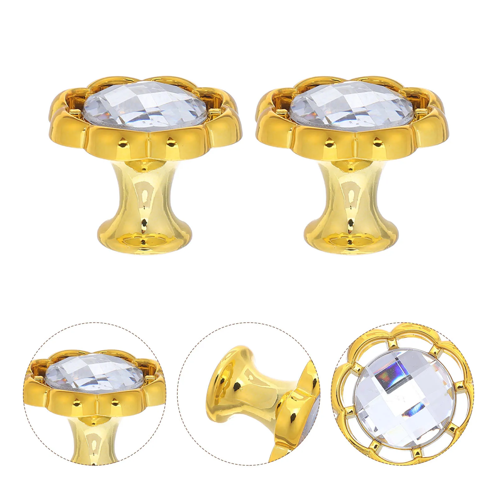 

12Pcs Decorative Wardrobe Knobs Flower Design Shiny Rhinestone Cabinet Handles for Kitchen Drawer Furniture Easy Install Pull