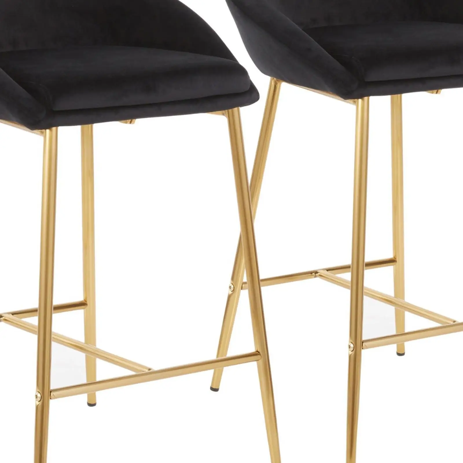 Sgabello da bancone da 26" con struttura dorata e velluto nero di