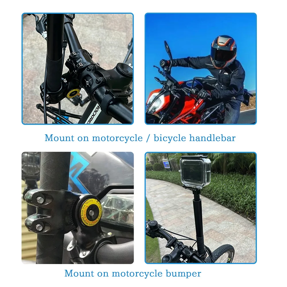 Motorcycle Bike Panoramic Monopod Bicycle Hidden Selfie Stick for GoPro Max Her 11 10 9 One DJI Insta360 Action Camera Accessory