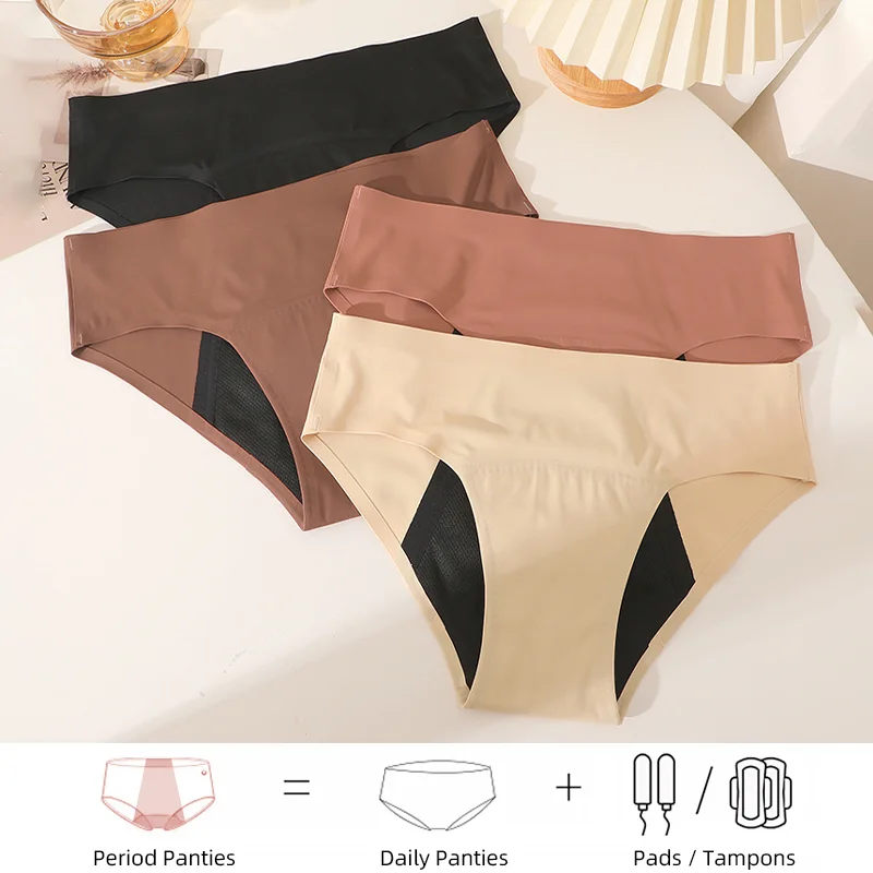 Women's Menstrual Period Underwear Low-Rise Thick Triangle Lace Panties  S-XXL Triangle Panties Comfortable