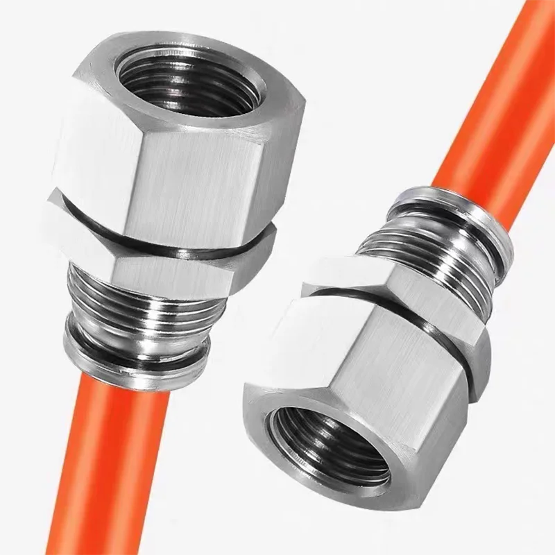 1pcs PMF 304 Stainless Steel Pneumatic Quick Connector PU Air Pipe 4 6 8 10mm Partition Perforated Female Thread 1/8 1/4 3/8 1/2