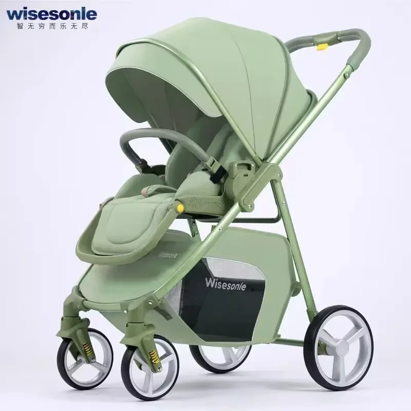 Wisesonle Baby Stroller Can Sit Lie Down in Both Directions Lightweight Folding and High Landscape Newborn Baby Stroller