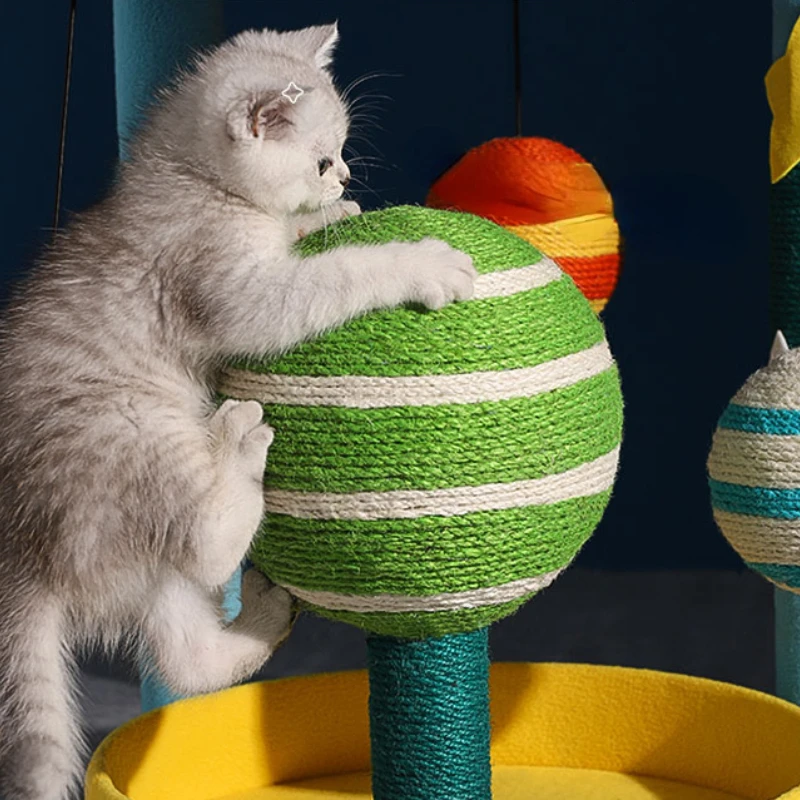 Imagem -02 - Criativo Planeta Cat Climb Pequena Árvore de Gato Sisal Pet Scratching Board Raspadores de Torre para Animais de Estimação Playground Nest