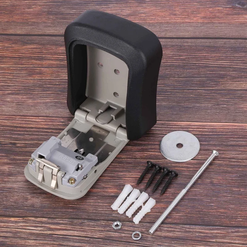 Promotion! 2X Key Lock Box Wall Mounted Aluminum Alloy Key Safe Box Weatherproof 4 Digit Combination Key Storage