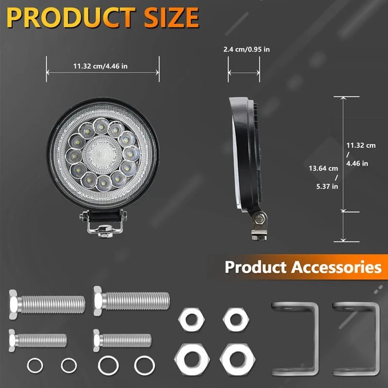 4 بوصة أضواء LED مستديرة للطرق الوعرة، أضواء عمل جرار LED 140W 14000Lm 9-30V على الطرق الوعرة القيادة الضباب الخفيف القرون سهلة التركيب