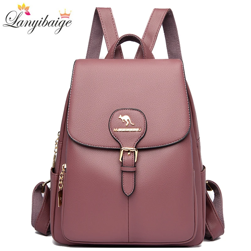 Genuine Brand Women Leather Backpack High Quality Female Back Pack For Girls School Bags Travel Bagpack Ladies Bookbag Rucksack