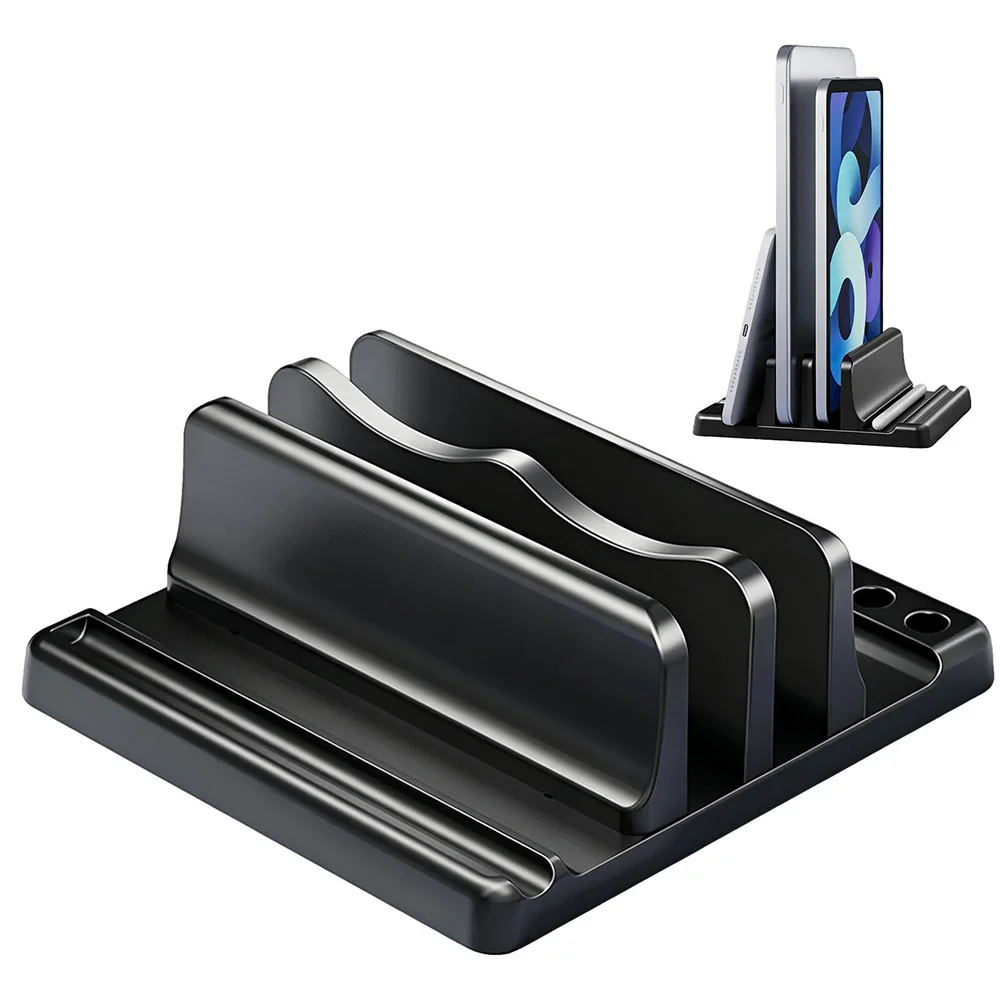 Vertical Laptop Stand Holder Dual Slots Adjustable Width Desktop Stand For MacBook Neo Air 13.6 Pro 14 13 Notebook Tablet Holder