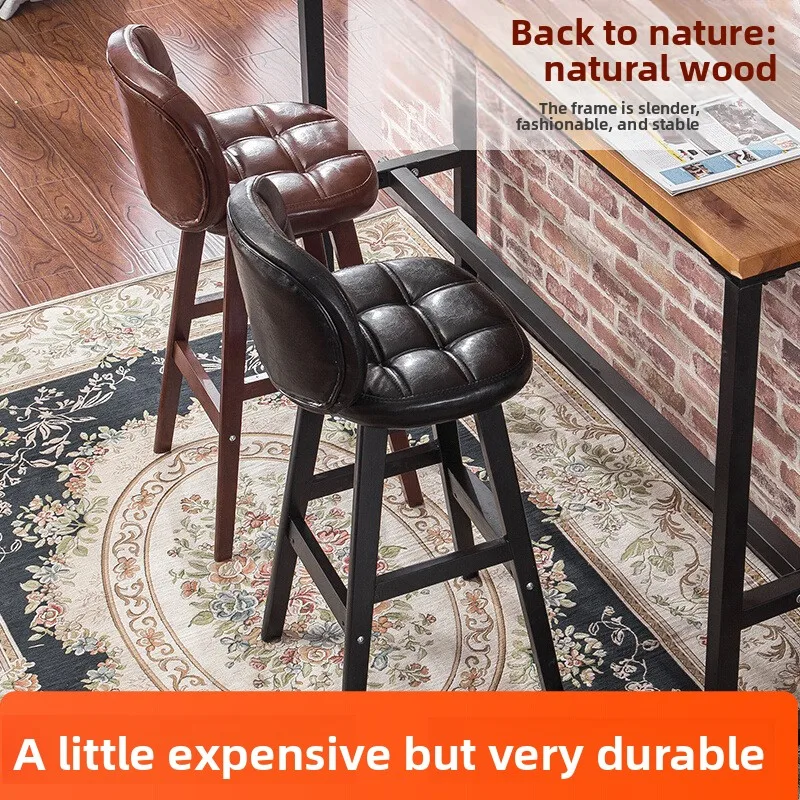 ارتفاع البراز كرسي بار البراز خشب متين كرسي طويل الساق ضوء الفاخرة طاولة بار وكرسي بسيط عالية البراز كرسي طويل الساق #2