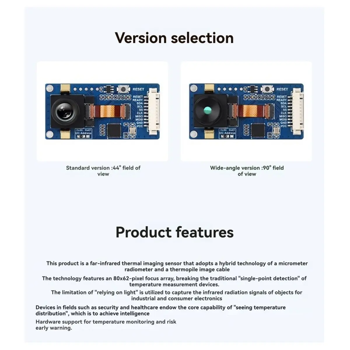 DT89 HOT For Far-Infrared Thermal Imaging Sensor with SPI/ Interface 25 FPS 90° View Onboard MX1.25 10PIN 90°