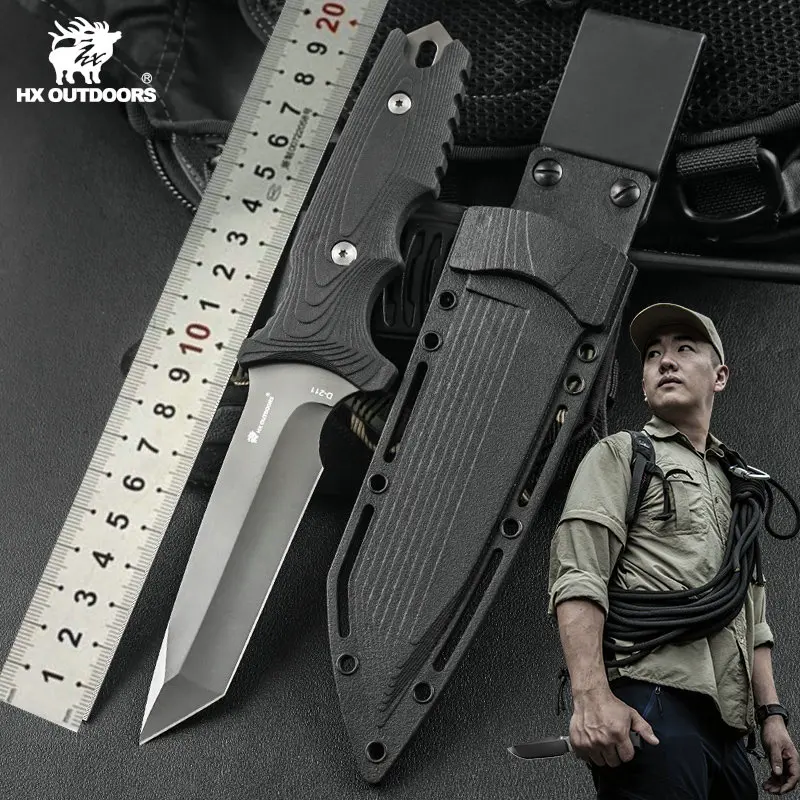 

HX Outdoors Tactical Knife ,Camping Survival Straight Knives, Essential Tool For Self-Defense PP Handle Edc Tools Dropshipping