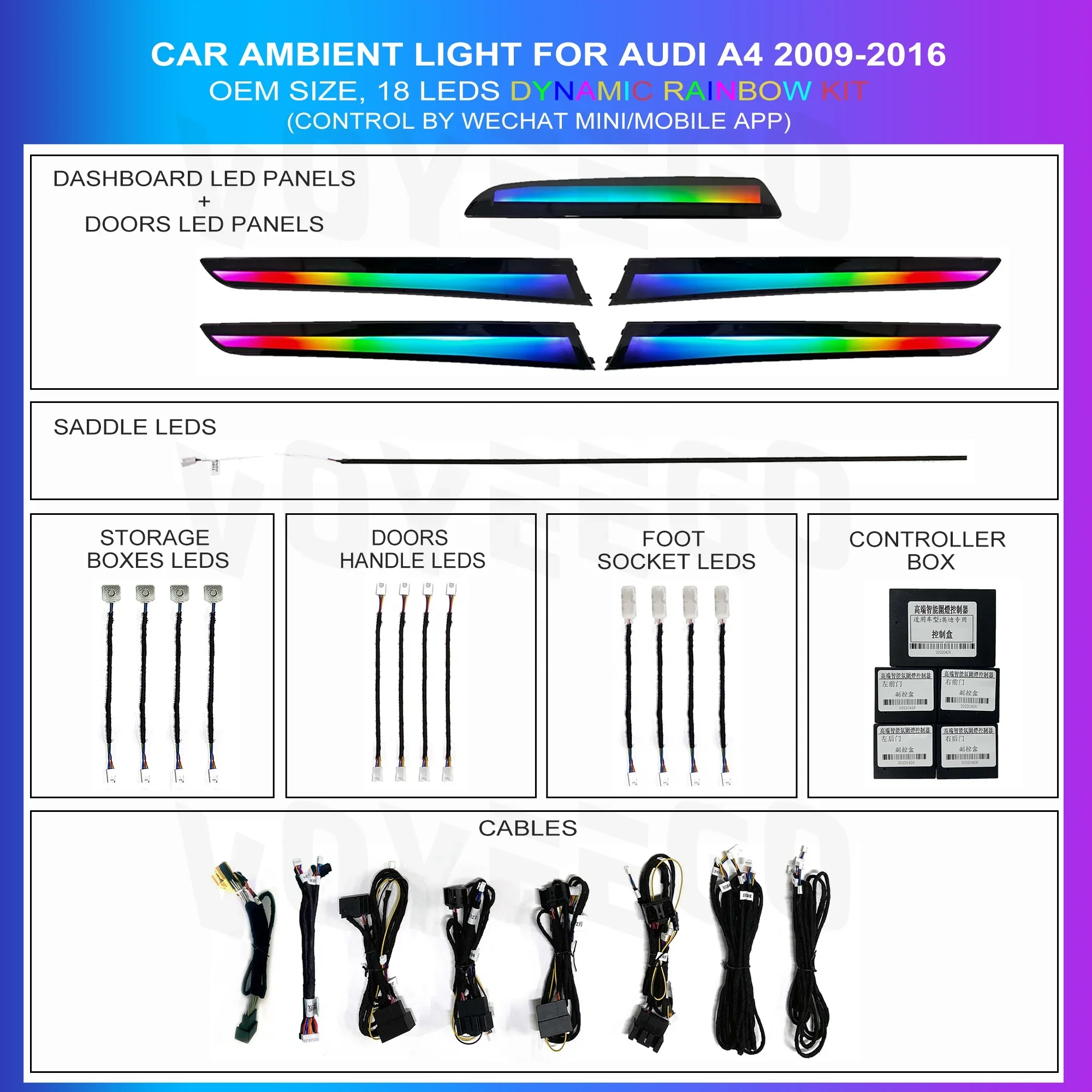 Voyeego Car Ambient Light Factory Price Good Quality Hot Selling Ambient Light for Audi A4 Dynamic Lighting